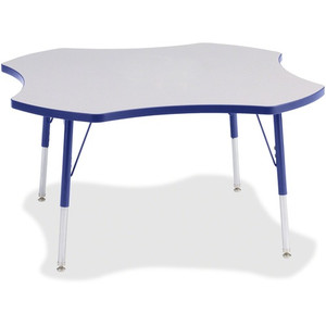 Jonti-Craft Berries Prism Four-Leaf Student Table - Gray, Laminated Top - Four Leg Base - 4 Legs - Height Adjustable - 24" to 31" Adjustment x 1.13" Table Top Thickness x 48" Table Top Diameter - JNT6453JCA003 Product Image 