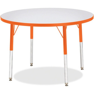Jonti-Craft Berries Adult Height Color Edge Round Table - Laminated Round, Orange Top - Four Leg Base - 4 Legs - Height Adjustable - 24" to 31" Adjustment x 1.13" Table Top Thickness x 36" Table Top Diameter - JNT6488JCA114 Product Image 