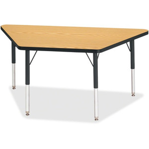 Jonti-Craft Berries Elementary Height Classic Trapezoid Table - Black Oak Trapezoid, Laminated Top - Four Leg Base - 4 Legs - Height Adjustable - 15" to 24" Adjustment - JNT6438JCE210 Product Image 