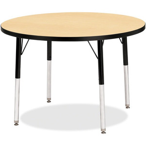 Jonti-Craft Berries Adult Height Color Top Round Table - Laminated Round, Maple Top - Four Leg Base - 4 Legs - Height Adjustable - 24" to 31" Adjustment x 1.13" Table Top Thickness x 36" Table Top Diameter - JNT6488JCA011 Product Image 