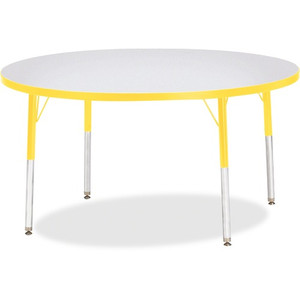 Jonti-Craft Berries Adult Height Color Edge Round Table - Laminated Round, Yellow Top - Four Leg Base - 4 Legs - Height Adjustable - 24" to 31" Adjustment x 1.13" Table Top Thickness x 48" Table Top Diameter - JNT6433JCA007 Product Image 