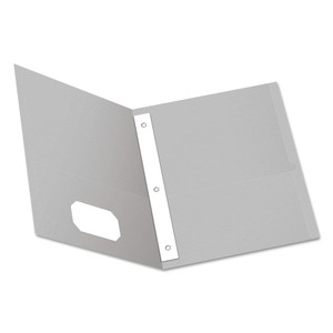Oxford Twin-Pocket Folders with 3 Fasteners, 0.5" Capacity, 11 x 8.5, Gray, 25/Box View Product Image