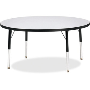 Jonti-Craft Berries Elementary Height Color Edge Round Table - Black Round Top - Four Leg Base - 4 Legs - Height Adjustable - 15" to 24" Adjustment x 1.13" Table Top Thickness x 48" Table Top Diameter - JNT6433JCE180 Product Image 