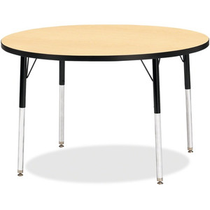 Jonti-Craft Berries Adult Height Color Top Round Table - Laminated Round, Maple Top - Four Leg Base - 4 Legs - Height Adjustable - 24" to 31" Adjustment x 1.13" Table Top Thickness x 42" Table Top Diameter - JNT6468JCA011 Product Image 