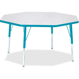 Jonti-Craft Berries Elementary Height Color Edge Octagon Table - Laminated Octagonal, Teal Top - Four Leg Base - 4 Legs - Height Adjustable - 15" to 24" Adjustment x 1.13" Table Top Thickness x 48" Table Top Diameter - JNT6428JCE005 Product Image 