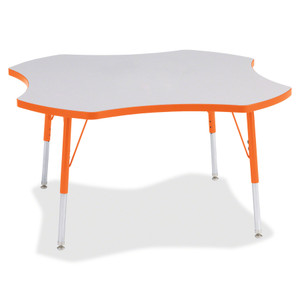 Jonti-Craft Berries Prism Four-Leaf Student Table - Laminated, Orange Top - Four Leg Base - 4 Legs - Height Adjustable - 24" to 31" Adjustment x 1.13" Table Top Thickness x 48" Table Top Diameter - 31" Height - JNT6453JCA114 Product Image 