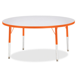Jonti-Craft Berries Elementary Height Color Edge Round Table - Orange Round Top - Four Leg Base - 4 Legs - Height Adjustable - 15" to 24" Adjustment x 1.13" Table Top Thickness x 48" Table Top Diameter - JNT6433JCE114 Product Image 