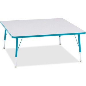 Jonti-Craft Berries Elementary Height Color Edge Square Table - Laminated Square, Teal Top - Four Leg Base - 4 Legs - Height Adjustable - 15" to 24" Adjustment - JNT6418JCE005 Product Image 