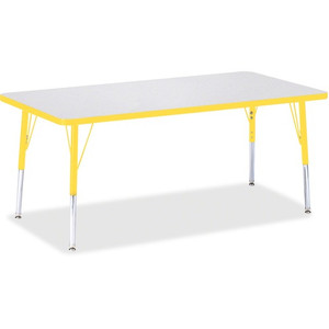 Jonti-Craft Berries Elementary Height Color Edge Rectangle Table - Laminated Rectangle, Yellow Top - Four Leg Base - 4 Legs - Height Adjustable - 15" to 24" Adjustment - JNT6408JCE007 Product Image 