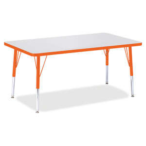 Jonti-Craft Berries Elementary Height Color Edge Rectangle Table - Gray Rectangle Top - Four Leg Base - 4 Legs - Height Adjustable - 15" to 24" Adjustment - 48" Table Top Length x 30" Table Top Width x 1.13" Table Top Thickness - JNT6473JCE114 Product Image 