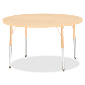 Jonti-Craft Berries Elementary Height. Maple Top/Edge Round Table - Laminated Round, Maple Top - Four Leg Base - 4 Legs - Height Adjustable - 15" to 24" Adjustment x 1.13" Table Top Thickness x 42" Table Top Diameter - JNT6468JCE251 Product Image 