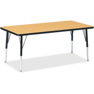 Jonti-Craft Berries Elementary Height Color Top Rectangle Table - Black Oak Rectangle, Laminated Top - Four Leg Base - 4 Legs - Height Adjustable - 15" to 24" Adjustment - JNT6408JCE210 Product Image 