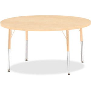 Jonti-Craft Berries Adult Height Maple Top/Edge Round Table - Laminated Round, Maple Top - Four Leg Base - 4 Legs - Height Adjustable - 24" to 31" Adjustment x 1.13" Table Top Thickness x 48" Table Top Diameter - JNT6433JCA251 Product Image 
