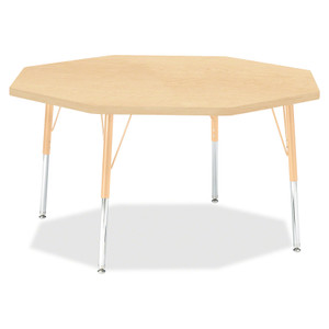 Jonti-Craft Berries Elementary Height Maple Top/Edge Octagon Table - Laminated Octagonal, Maple Top - Four Leg Base - 4 Legs - Height Adjustable - 15" to 24" Adjustment x 1.13" Table Top Thickness x 48" Table Top Diameter - JNT6428JCE251 Product Image 