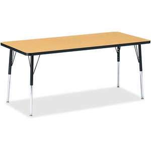 Jonti-Craft Berries Adult Height Color Top Rectangle Table - Black Oak Rectangle, Laminated Top - Four Leg Base - 4 Legs - Height Adjustable - 24" to 31" Adjustment - JNT6413JCA210 Product Image 