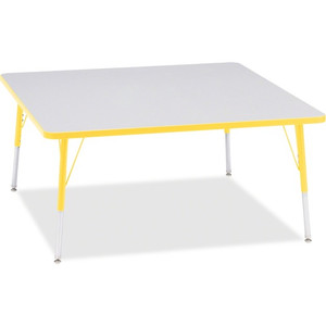 Jonti-Craft Berries Adult Height Prism Color Edge Square Table - Laminated Square, Yellow Top - Four Leg Base - 4 Legs - Height Adjustable - 24" to 31" Adjustment - JNT6418JCA007 Product Image 