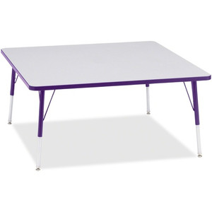 Jonti-Craft Berries Adult Height Prism Color Edge Square Table - Gray Square, Laminated Top - Four Leg Base - 4 Legs - Height Adjustable - 24" to 31" Adjustment - JNT6418JCA004 Product Image 