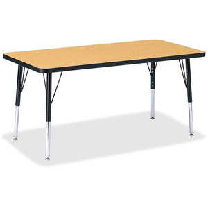 Jonti-Craft Berries Elementary Oak Laminate Rectangle Table - Black Oak Rectangle, Laminated Top - Four Leg Base - 4 Legs - Height Adjustable - 15" to 24" Adjustment - JNT6403JCE210 Product Image 