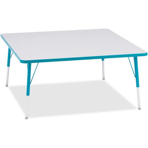 Jonti-Craft Berries Adult Height Prism Color Edge Square Table - Laminated Square, Teal Top - Four Leg Base - 4 Legs - Height Adjustable - 24" to 31" Adjustment - JNT6418JCA005 Product Image 