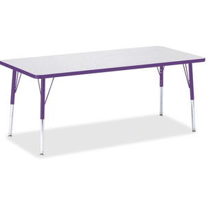 Jonti-Craft Berries Elementary Height Color Edge Rectangle Table - Gray Rectangle Top - Four Leg Base - 4 Legs - Height Adjustable - 15" to 24" Adjustment - JNT6413JCE004 Product Image 