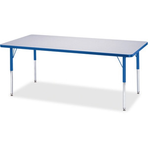 Jonti-Craft Berries Elementary Height Color Edge Rectangle Table - Blue Rectangle Top - Four Leg Base - 4 Legs - Height Adjustable - 15" to 24" Adjustment - JNT6413JCE003 Product Image 