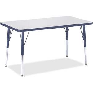 Jonti-Craft Berries Adult Height Color Edge Rectangle Table - Laminated Rectangle, Gray Top - Four Leg Base - 4 Legs - Height Adjustable - 24" to 31" Adjustment - JNT6478JCA112 Product Image 