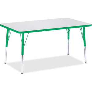 Jonti-Craft Berries Adult Height Color Edge Rectangle Table - Green Rectangle, Laminated Top - Four Leg Base - 4 Legs - Height Adjustable - 24" to 31" Adjustment - JNT6473JCA119 Product Image 
