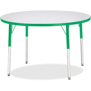Jonti-Craft Berries Adult Height Color Edge Round Table - Green Round, Laminated Top - Four Leg Base - 4 Legs - Height Adjustable - 24" to 31" Adjustment x 1.13" Table Top Thickness x 42" Table Top Diameter - JNT6468JCA119 Product Image 