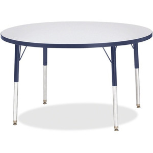 Jonti-Craft Berries Elementary Height Color Edge Round Table - Gray Round Top - Four Leg Base - 4 Legs - Height Adjustable - JNT6468JCE112 Product Image 