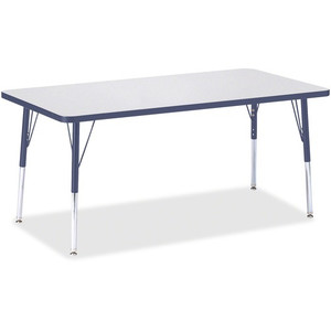 Jonti-Craft Berries Adult Height Color Edge Rectangle Table - Laminated Rectangle, Navy Top - Four Leg Base - 4 Legs - Height Adjustable - 24" to 31" Adjustment - JNT6408JCA112 Product Image 