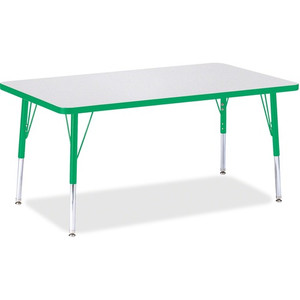 Jonti-Craft Berries Elementary Height Color Edge Rectangle Table - Gray Rectangle Top - Four Leg Base - 4 Legs - Height Adjustable - 15" to 24" Adjustment - JNT6473JCE119 Product Image 