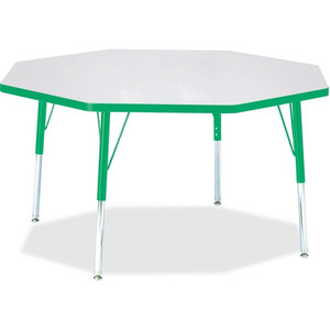 Jonti-Craft Berries Elementary Height Color Edge Octagon Table - Green Octagonal, Laminated Top - Four Leg Base - 4 Legs - Height Adjustable - 15" to 24" Adjustment x 1.13" Table Top Thickness x 48" Table Top Diameter - JNT6428JCE119 Product Image 