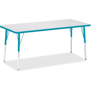 Jonti-Craft Berries Adult Height Color Edge Rectangle Table - Laminated Rectangle, Teal Top - Four Leg Base - 4 Legs - Height Adjustable - 24" to 31" Adjustment - JNT6413JCA005 Product Image 