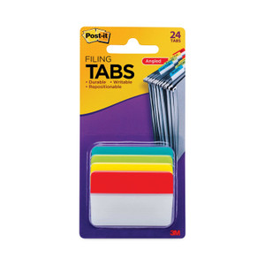 Post-it Tabs 2" Plain Solid Color Angled Tabs, 1/5-Cut, Assorted Colors, 2" Wide, 24/Pack (MMM686AALYR) View Product Image