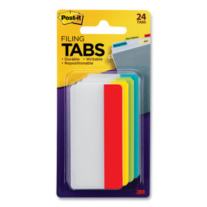 Post-it Tabs Solid Color Tabs, 1/3-Cut, Assorted Colors, 3" Wide, 24/Pack (MMM686ALYR3IN) View Product Image