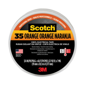 3M Scotch 35 Vinyl Electrical Color Coding Tape, 3" Core, 0.75" x 66 ft, Orange (MMM10869) View Product Image