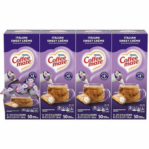 Coffee mate Italian Sweet Creme Nondairy Liquid Creamer Singles - Italian Sweet Creme Flavor - 0.38 fl oz (11 mL) - 200 Serving - 50/Box Product Image 