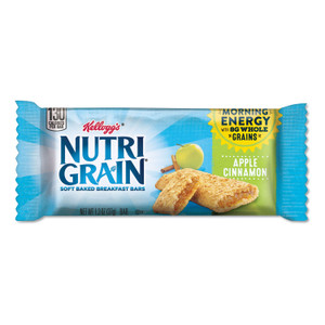 Kellogg's Nutri-Grain Soft Baked Breakfast Bars, Apple-Cinnamon, Indv Wrapped 1.3 oz Bar, 16/Box (KEB35645) View Product Image