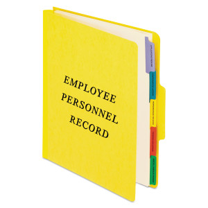 Pendaflex Vertical-Style Personnel Folders, 2" Expansion, 5 Dividers, 2 Fasteners, Letter Size, Yellow Exterior View Product Image