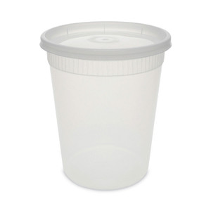 Pactiv Evergreen Newspring DELItainer Microwavable Container, 32 oz, 4.55" Diameter x 5.55" h, Clear, Plastic, 240/Carton View Product Image