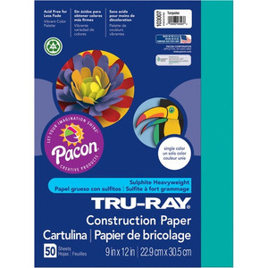 Tru-Ray Construction Paper, 76 lb Text Weight, 9 x 12, Turquoise, 50/Pack (PAC103007) View Product Image
