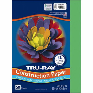 Tru-Ray Construction Paper - 12" Width x 9" Length - 76 lb Basis Weight - Festive Green - Sulphite Product Image 
