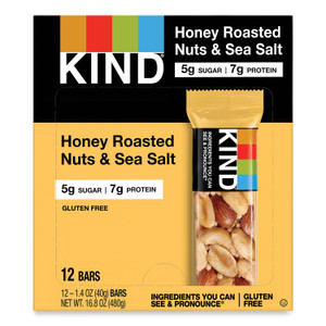 KIND Nuts and Spices Bar, Honey Roasted Nuts/Sea Salt, 1.4 oz Bar, 12/Box View Product Image