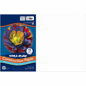 Tru-Ray Heavyweight Construction Paper - Art, Craft - 0.50" Height x 18" Width x 12" Length - White - Sulphite Product Image 