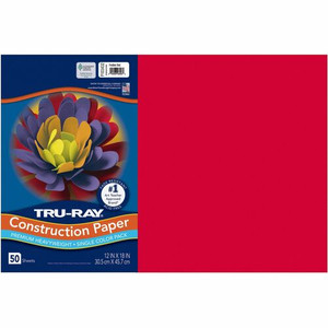Tru-Ray Construction Paper - Bulletin Board - 12" Width x 18" Length - Festive Red - Sulphite, Fiber Product Image 