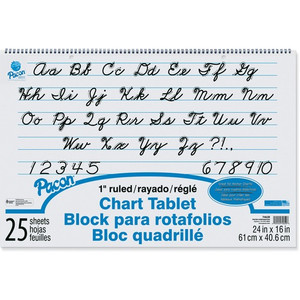 Pacon Ruled Chart Tablet - 25 Sheets - Spiral Bound - Ruled Front Ruling - 1" Ruled - 24" x 16" Sheet Size Product Image 