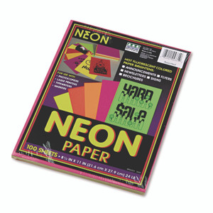 Pacon Array Colored Bond Paper, 24 lb Bond Weight, 8.5 x 11, Assorted Neon Colors, 100/Pack View Product Image
