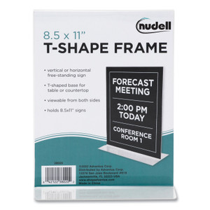 NuDell Clear Plastic T-Shaped Countertop Sign Holder, Two-Sided, Bottom-Load, Horizontal/Vertical Orientation, 8.5 x 11 Insert View Product Image