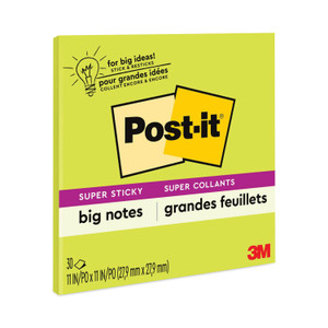 Post-it Notes Super Sticky Big Notes, Unruled, 11 x 11, Green, 30 Sheets (MMMBN11G) View Product Image