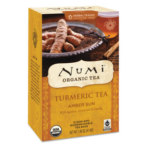 Numi Turmeric Tea, Amber Sun, 1.46 oz Bag, 12/Box View Product Image